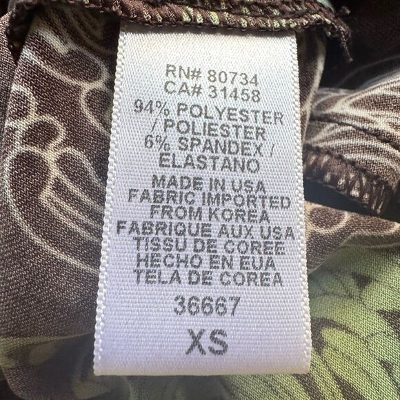 BCBG Maxazria Abstract Print V-Neck Wrap Dress With Tie Waist Size XS Brown - Picture 10 of 12